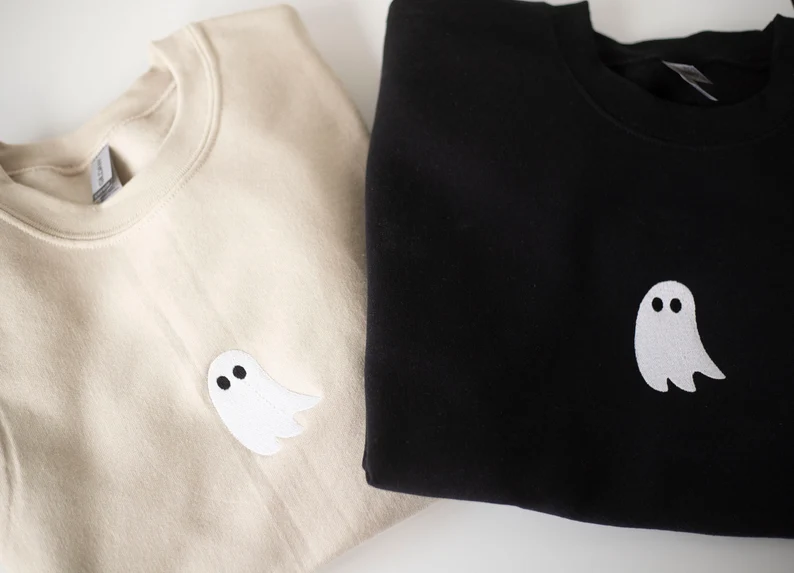 Halloween Embroidered Ghost  Sweatshirt
