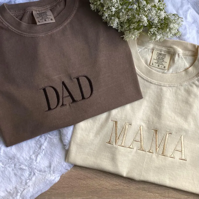 Custom Embroidered Parent Shirt – Premium Comfort Colors® Couple T-Shirt