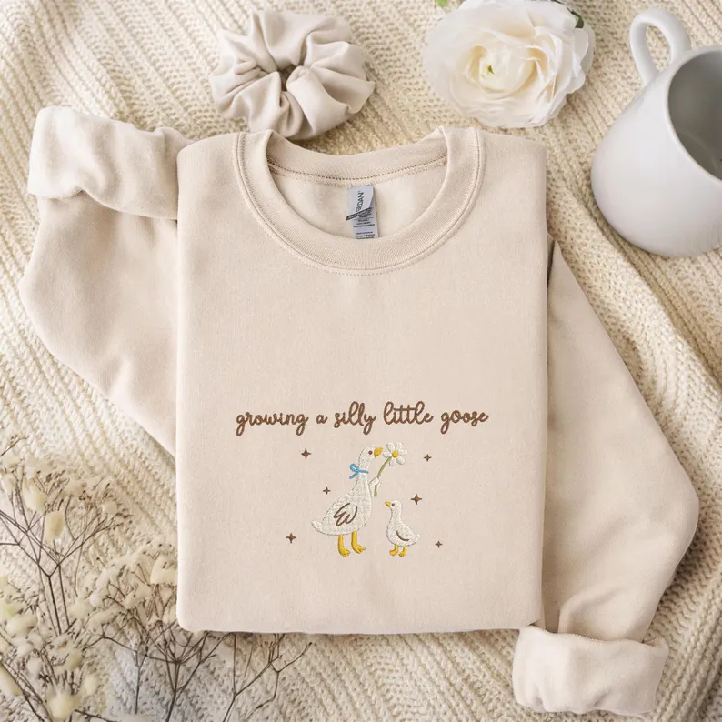 First Time Mom Gift – Silly Goose Embroidered Pregnancy Sweatshirt