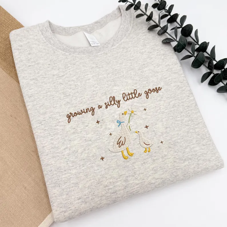 First Time Mom Gift – Silly Goose Embroidered Pregnancy Sweatshirt