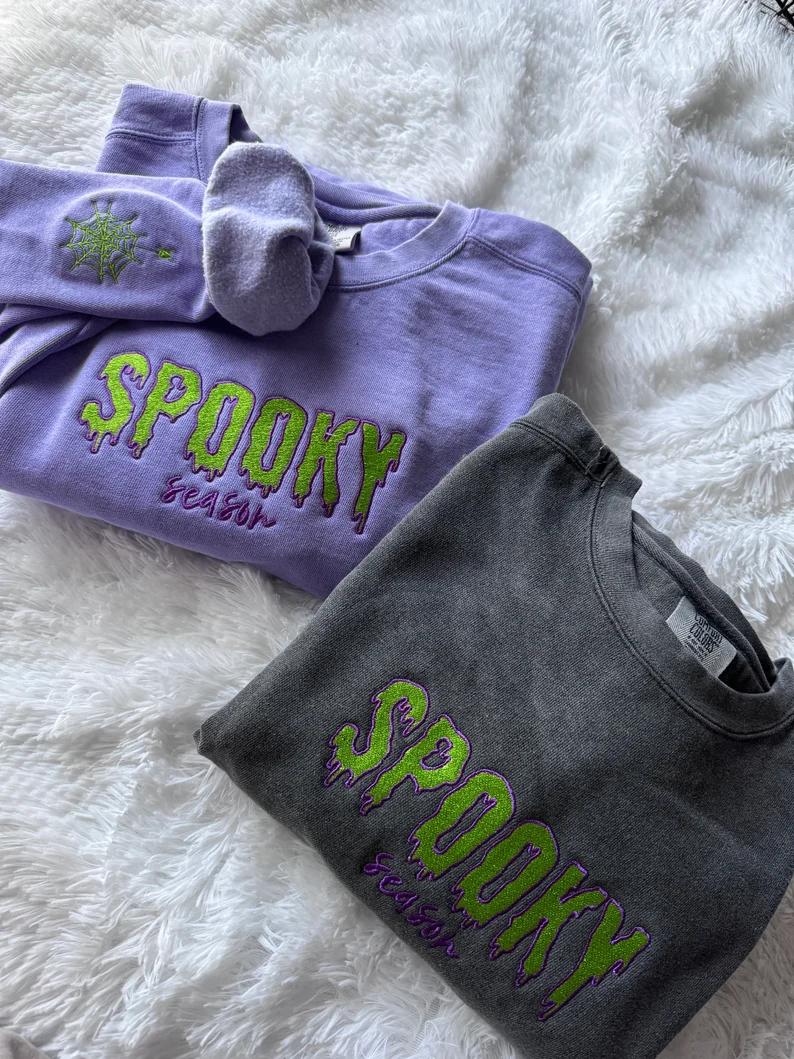 Spooky Season Embroidered Sweatshirt – Halloween Sweater