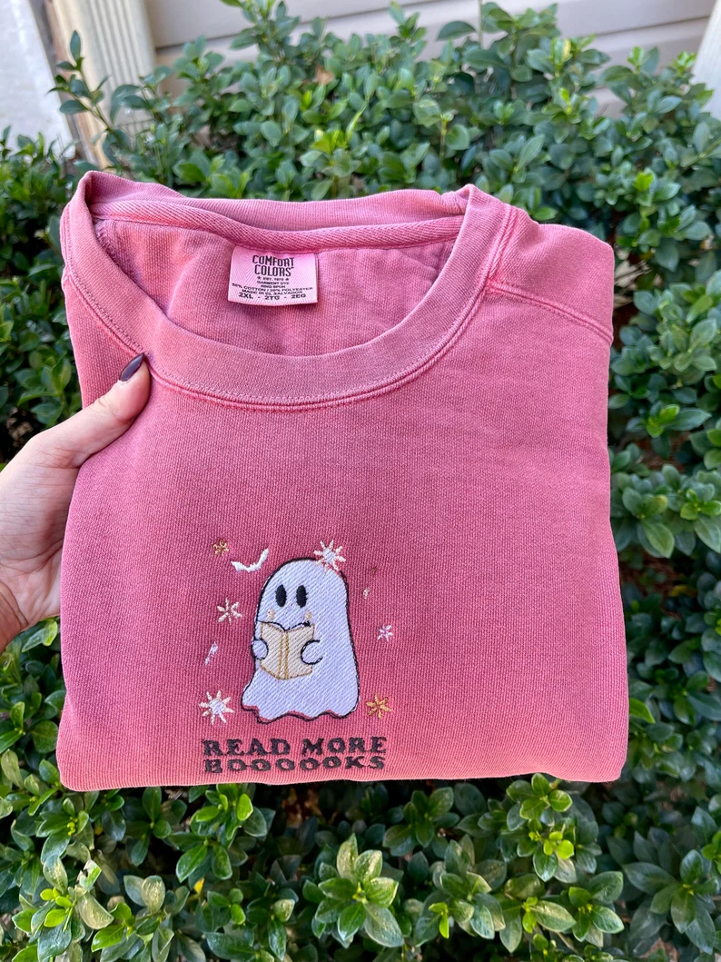 Embroidered Crewneck for Book Lovers- Halloween Bookish Sweatshirt