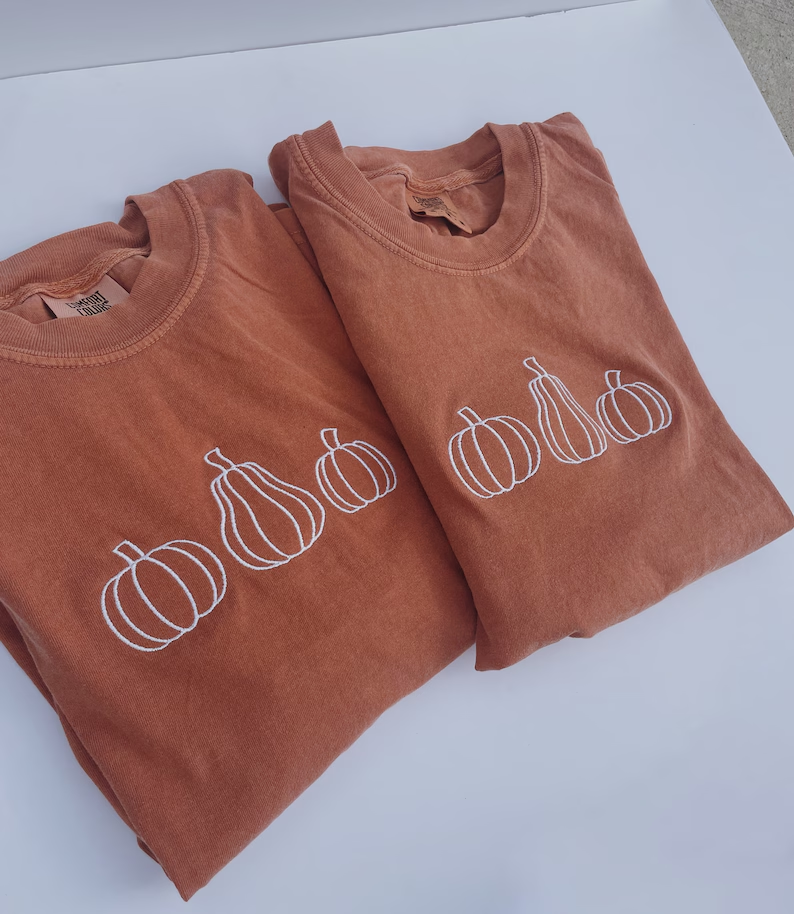 Halloween Pumpkin Tee – Embroidered Fall Shirt