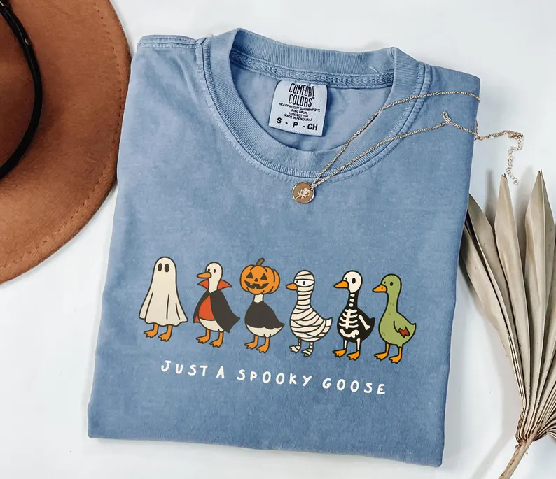 Funny Goose Skeleton Spooky Season Tee- Halloween Shirt
