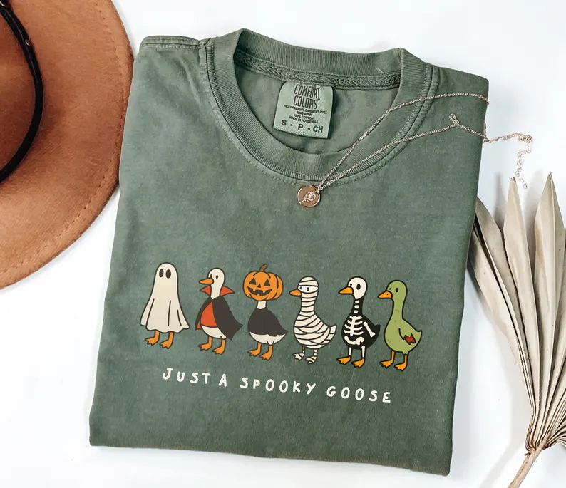 Funny Goose Skeleton Spooky Season Tee- Halloween Shirt
