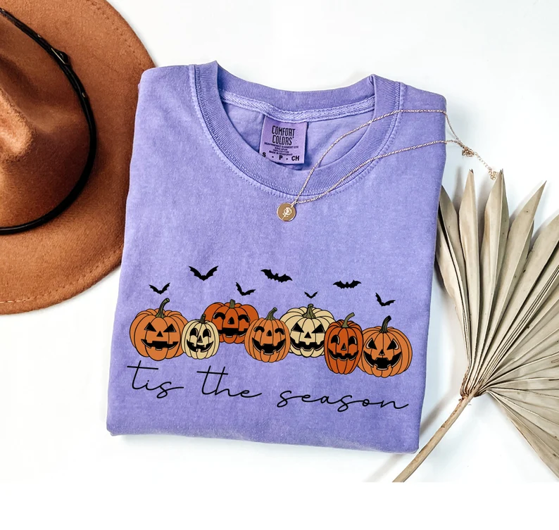 Women’s Halloween Shirt – Cute Pumpkin Fall Graphic Tee