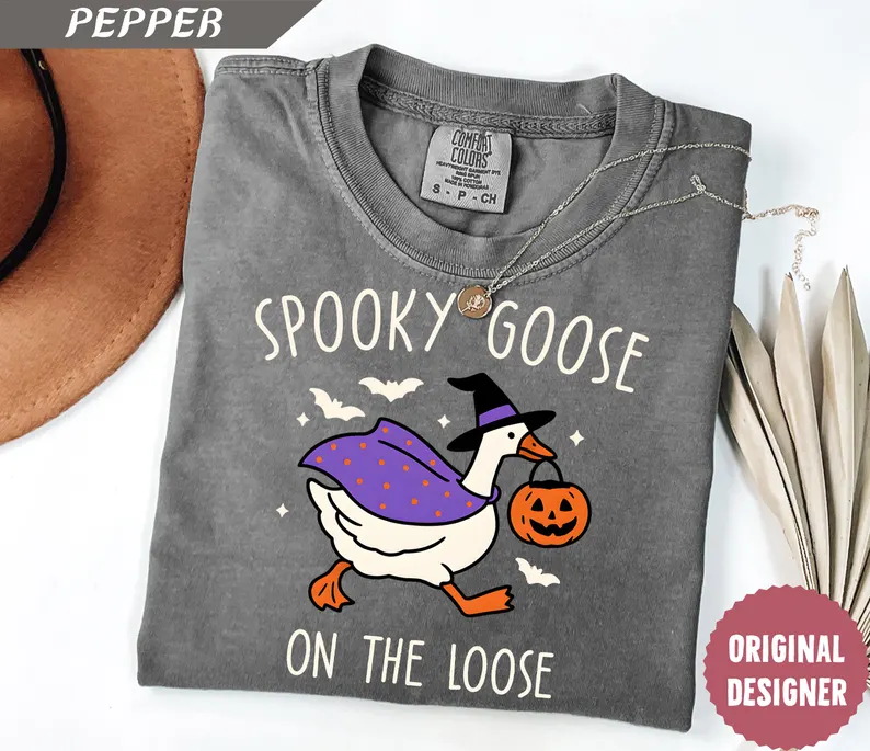 Comfort Colors® Spooky Goose on the Loose Shirt – Halloween Tee