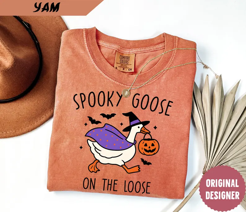 Comfort Colors® Spooky Goose on the Loose Shirt – Halloween Tee