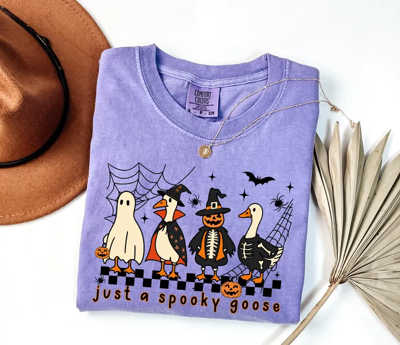 Comfort Colors® Just a Spooky Goose Halloween Shirt – Funny Tee