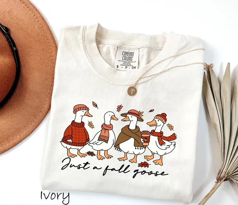 Cute Goose Shirt – Comfort Colors® Fall Coffee Graphic Tee