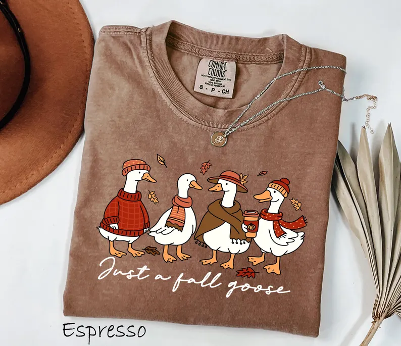 Cute Goose Shirt – Comfort Colors® Fall Coffee Graphic Tee