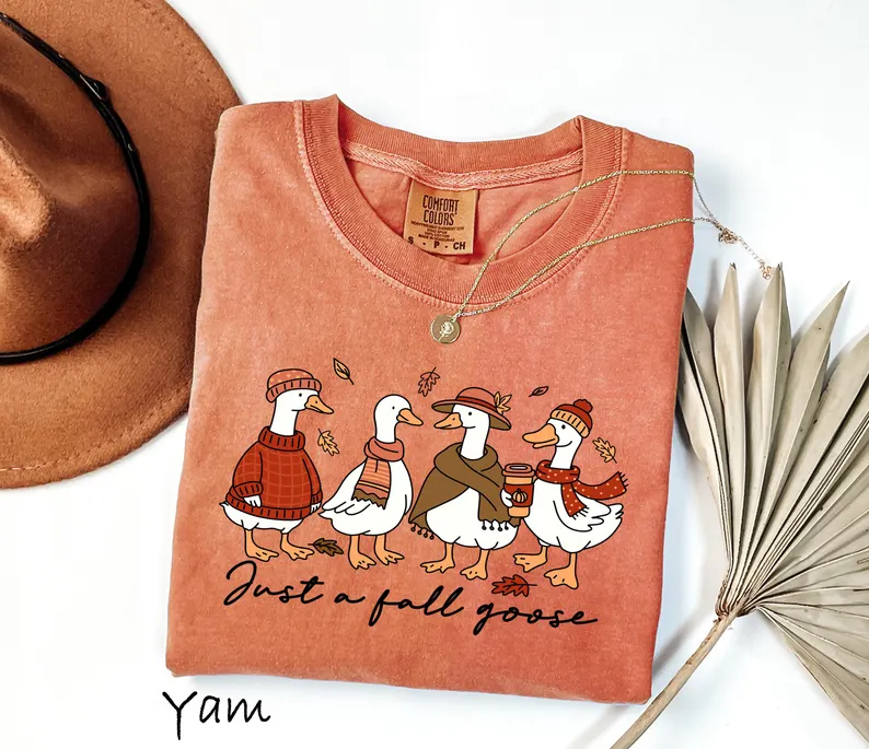 Cute Goose Shirt – Comfort Colors® Fall Coffee Graphic Tee