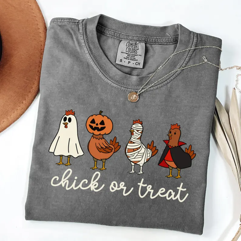 Cute Ghost Chicken Lover Graphic Tee- Fall Halloween Shirt