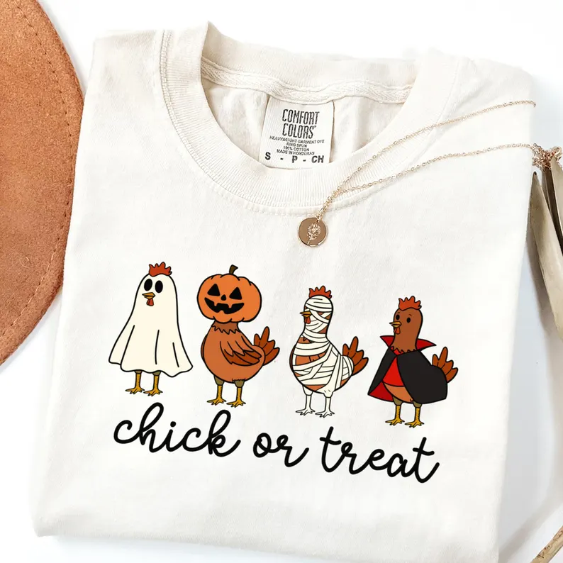 Cute Ghost Chicken Lover Graphic Tee- Fall Halloween Shirt