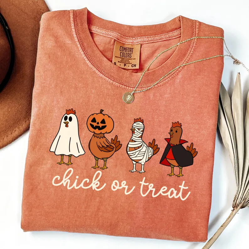 Cute Ghost Chicken Lover Graphic Tee- Fall Halloween Shirt