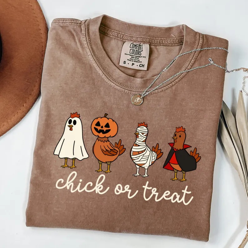 Cute Ghost Chicken Lover Graphic Tee- Fall Halloween Shirt
