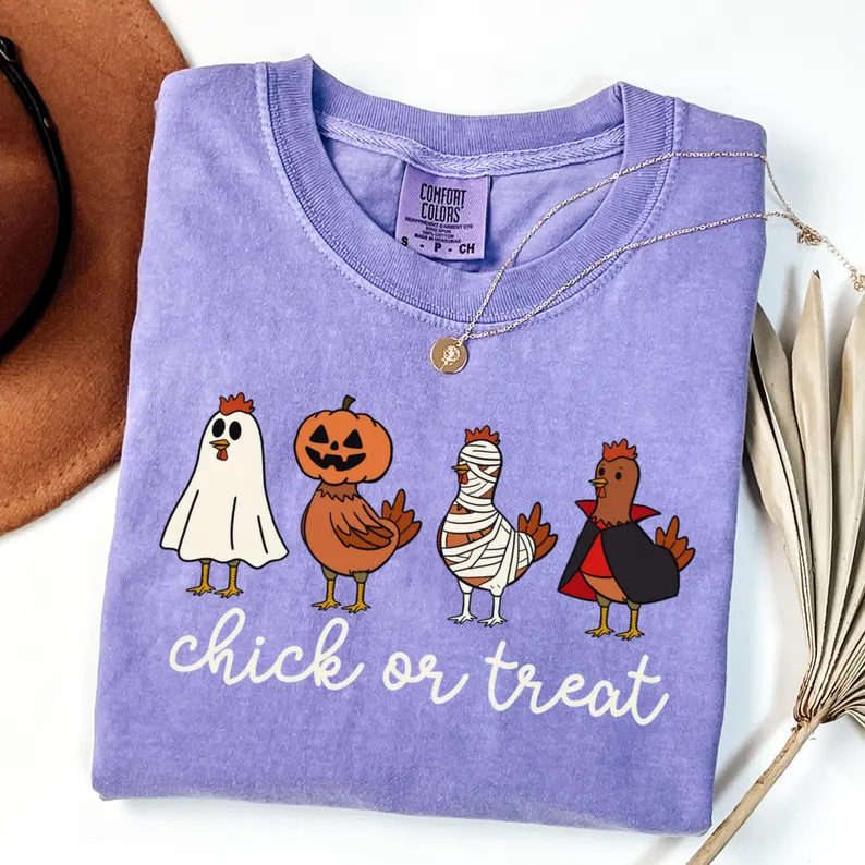 Cute Ghost Chicken Lover Graphic Tee- Fall Halloween Shirt