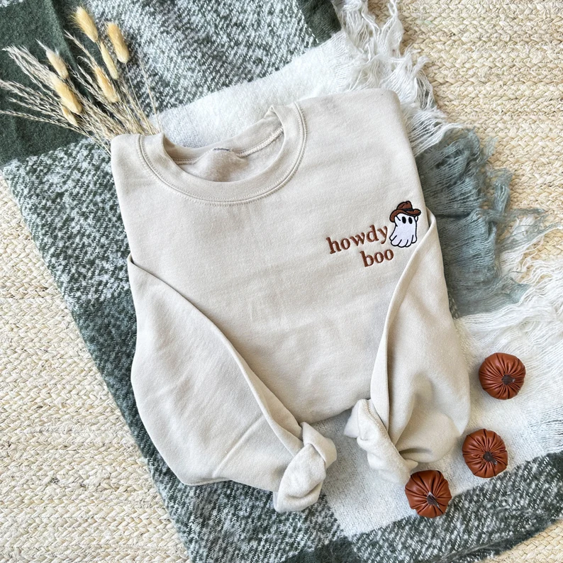 Howdy Boo Crewneck Gemma Sweatshirt – Cozy Embroidered Fall Tee
