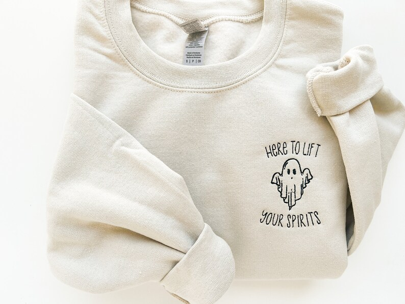 Halloween Embroidered Crewneck Sweatshirt – Ghost Minimalist Tee