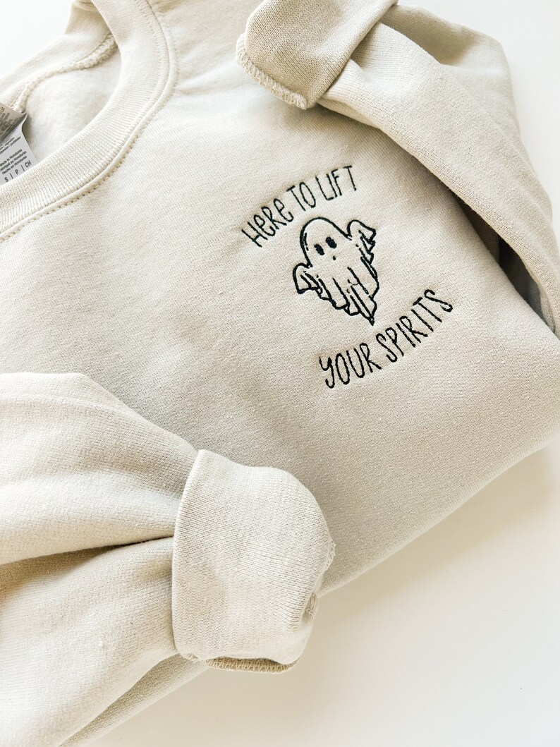 Halloween Embroidered Crewneck Sweatshirt – Ghost Minimalist Tee