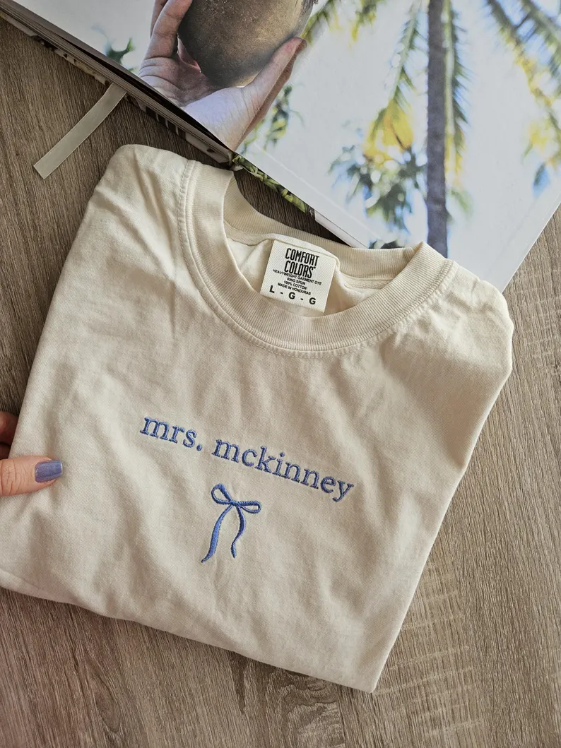 Custom Embroidered Mrs. Shirt – Bride Wedding Tee