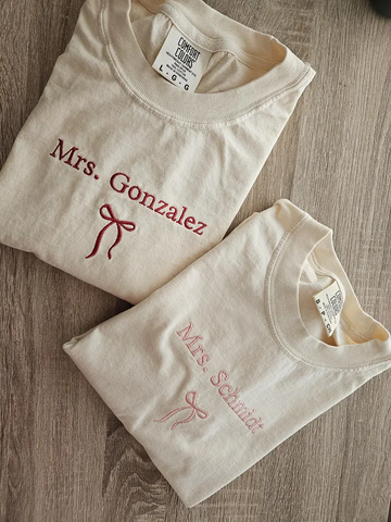 Custom Embroidered Mrs. Shirt – Bride Wedding Tee