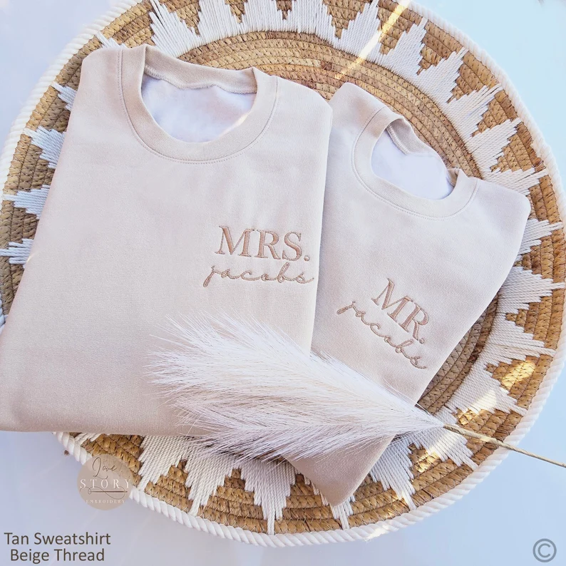 Custom Mrs. Embroidered Sweatshirt – Bride & Engagement Gift
