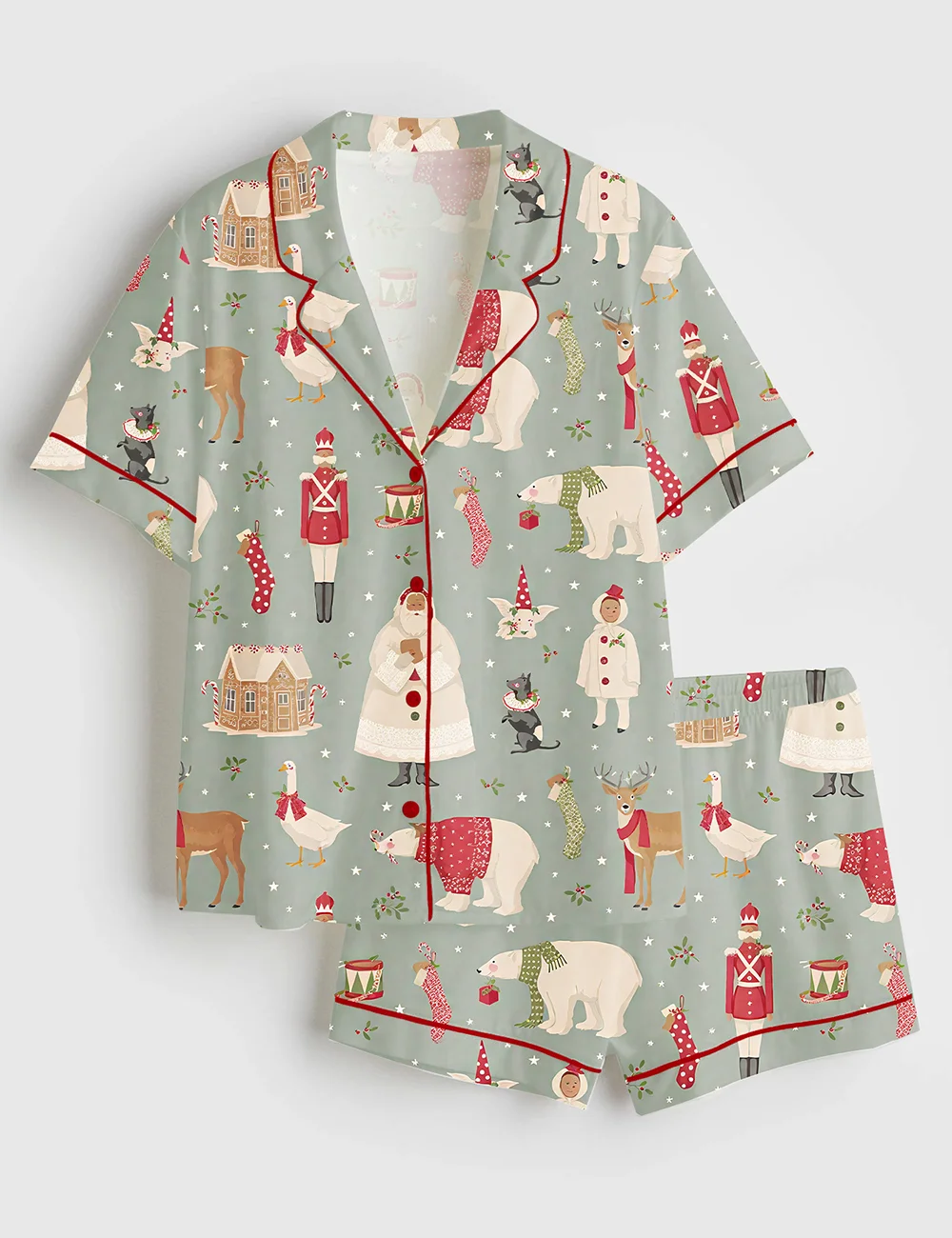 Women’s Christmas Satin Pajama Set – Holiday PJs