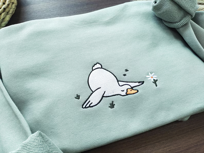 Funny Silly Goose Embroidered Crewneck – Duck & Daisy Sweatshirt