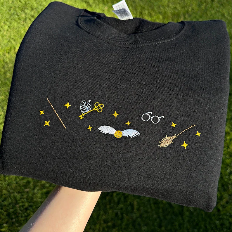 Embroidered Fantasy Sweatshirt – Wizard Bookish Crewneck, Magic Gift for Readers