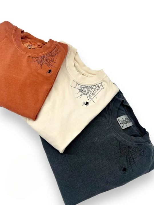 Spider Embroidered Halloween Shirt – Comfort Colors® Spooky Season Tee