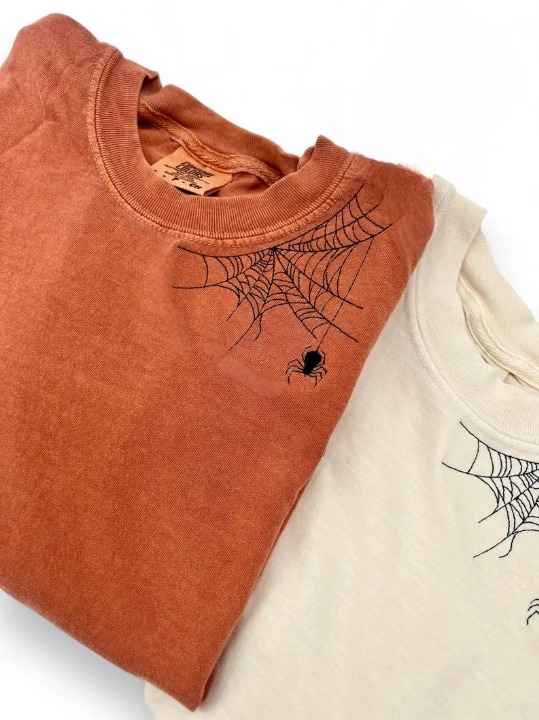 Spider Embroidered Halloween Shirt – Comfort Colors® Spooky Season Tee