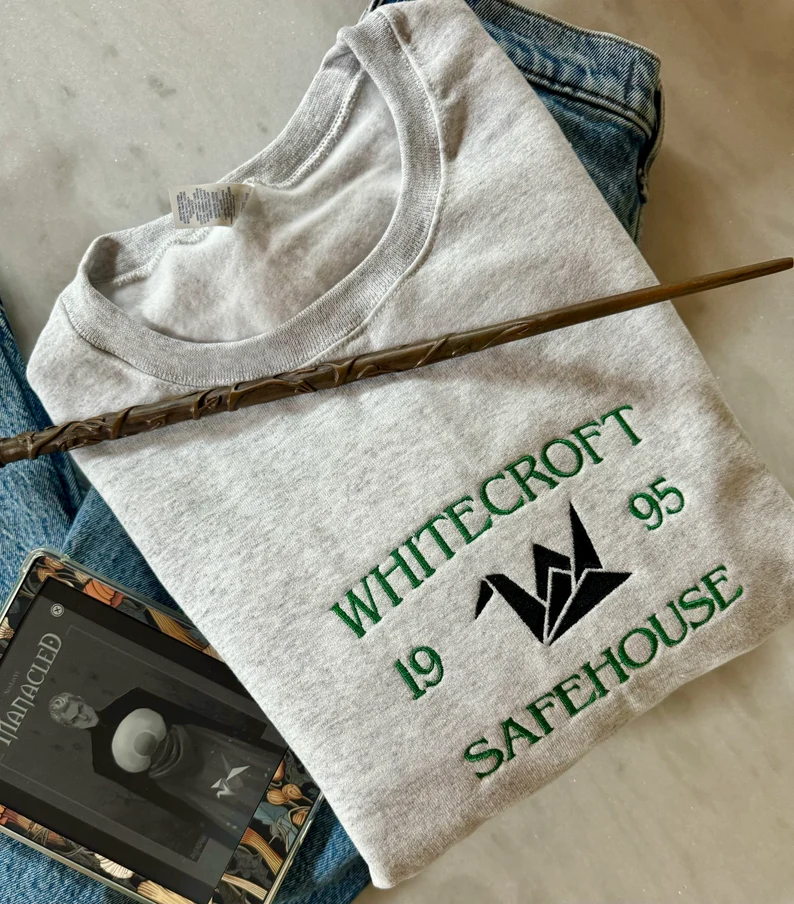 Whitecroft Safehouse Crewneck – Embroidered Bookish Fan Sweatshirt