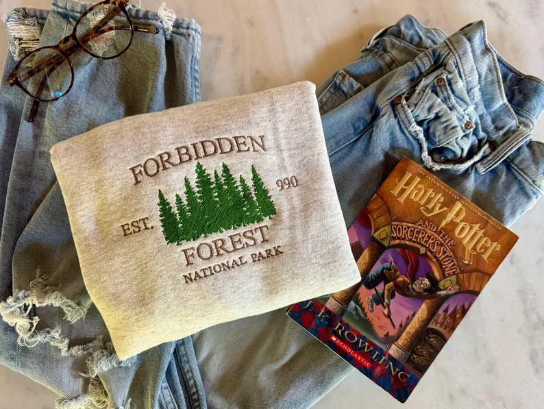 Wizard Embroidered Crewneck – Forbidden Forest Bookish Sweatshirt