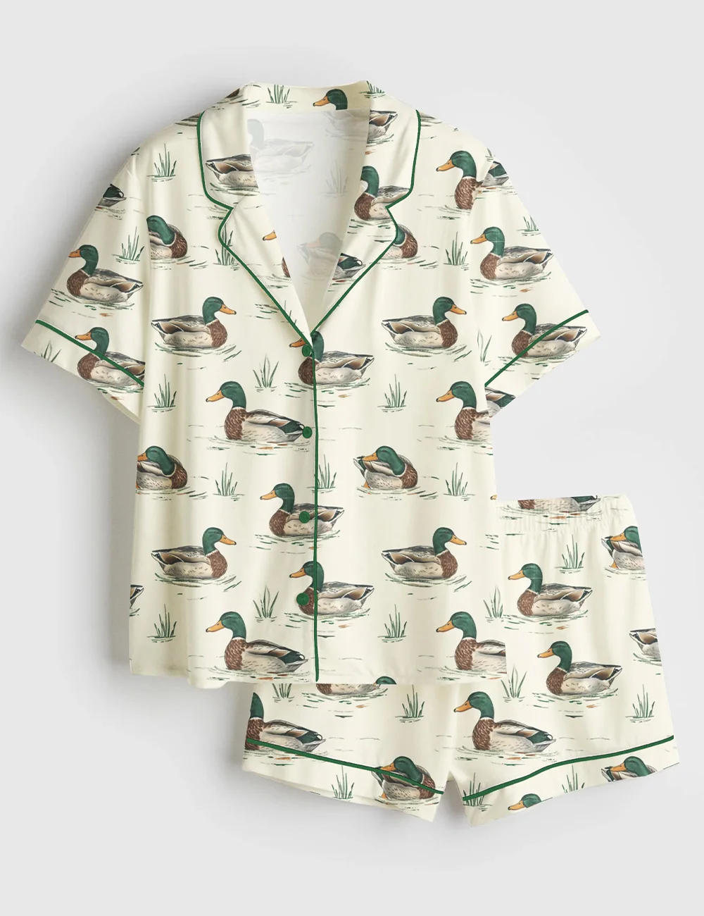Duck Hunting Pajamas – Women’s Watercolor Mallard  Satin Set