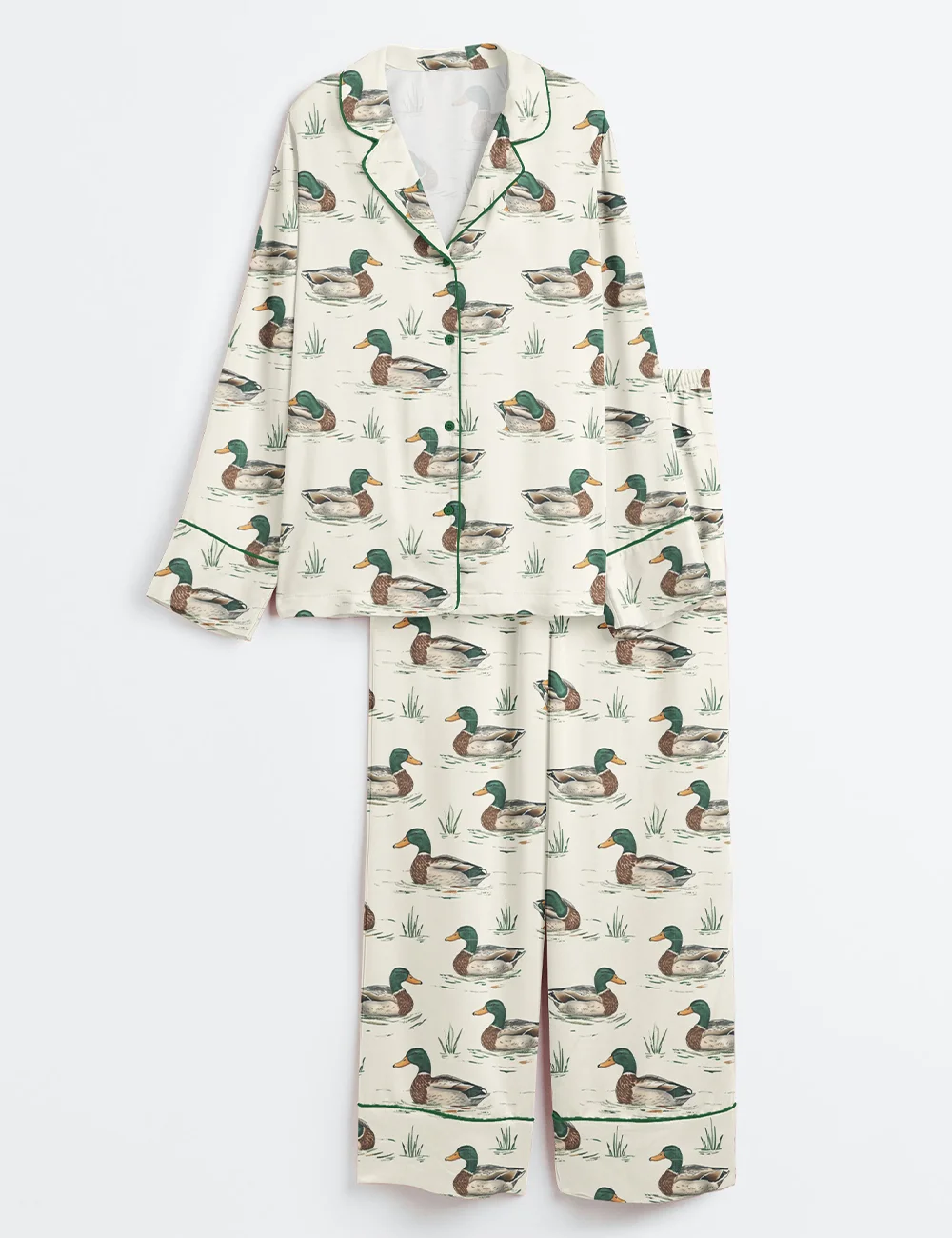 Duck Hunting Pajamas – Women’s Watercolor Mallard  Satin Set
