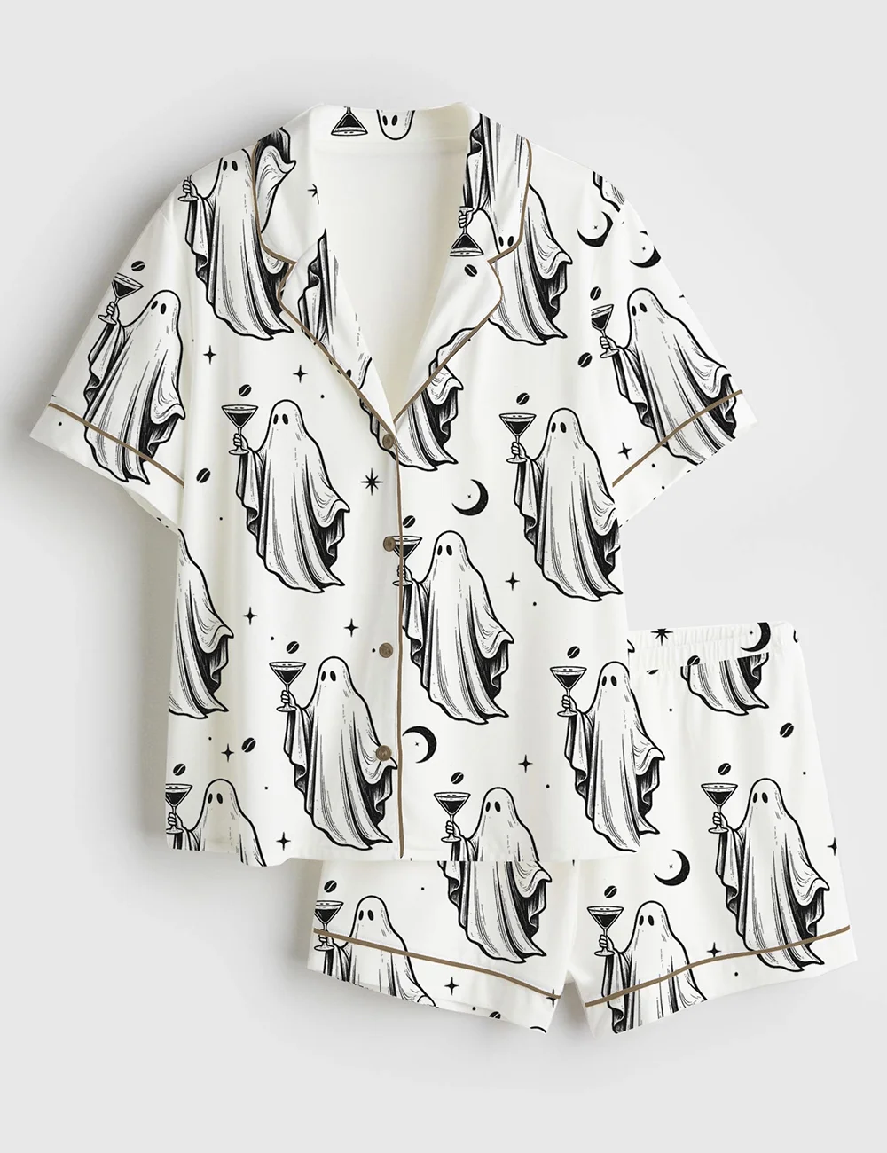 Women’s Halloween Pajama Set – Ghost Cocktail Espresso Martini  PJs