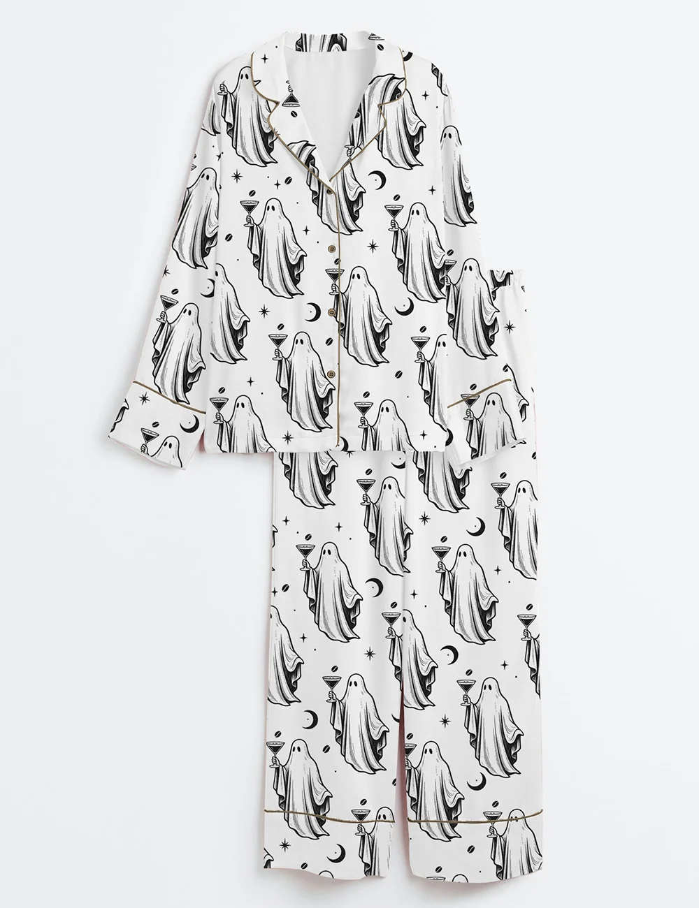 Women’s Halloween Pajama Set – Ghost Cocktail Espresso Martini  PJs
