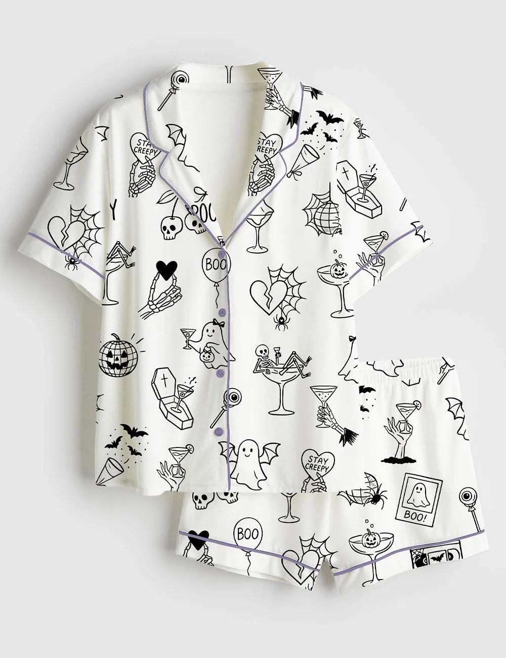 Spooky Witchy Pajama Set – Women’s Satin Halloween Bachelorette PJs