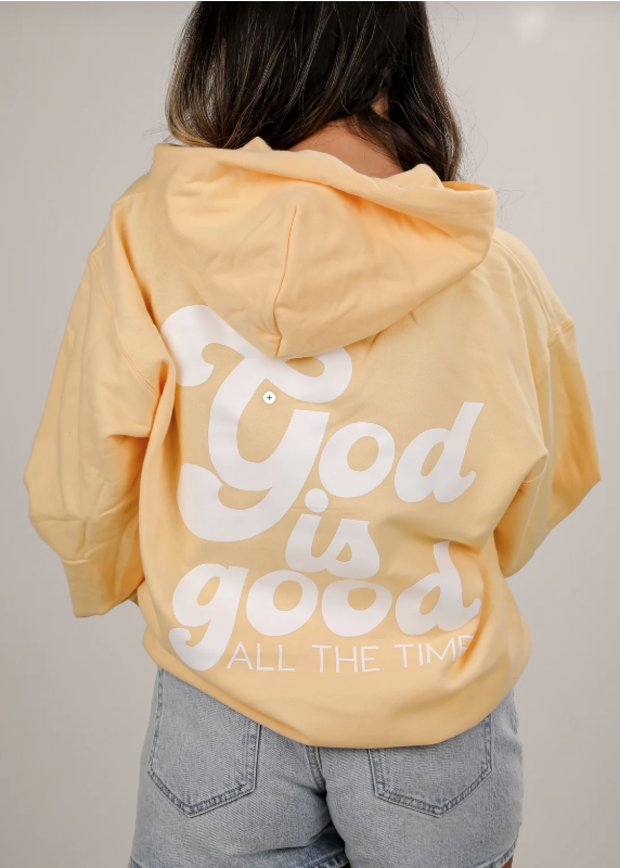 Christian Hoodie – God Is Good All The Time Pullover in Yellow