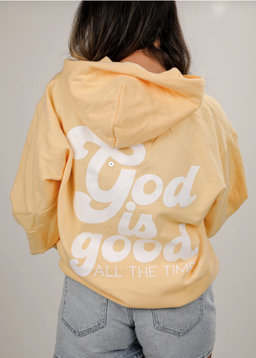 Christian Hoodie – God Is Good All The Time Pullover in Yellow