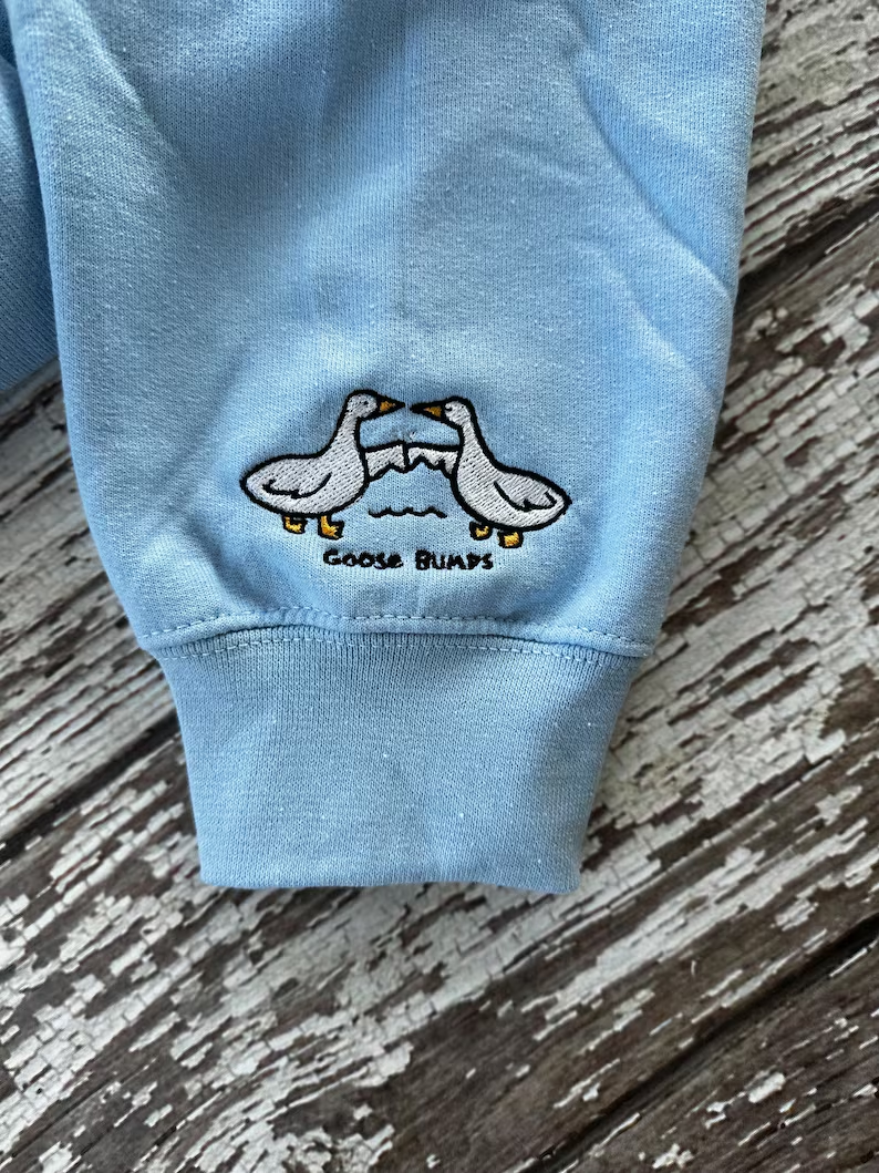 Goose Bumps Embroidered Sweatshirt – Funny Goose Pun Crewneck for Animal Lovers