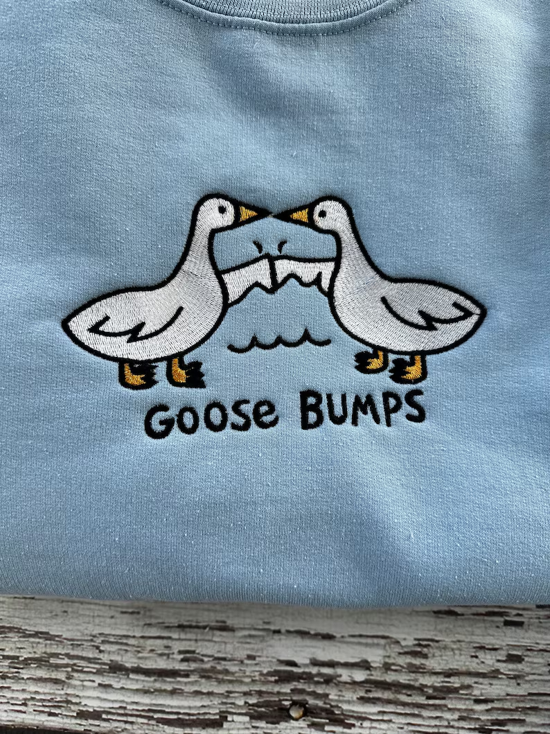 Goose Bumps Embroidered Sweatshirt – Funny Goose Pun Crewneck for Animal Lovers