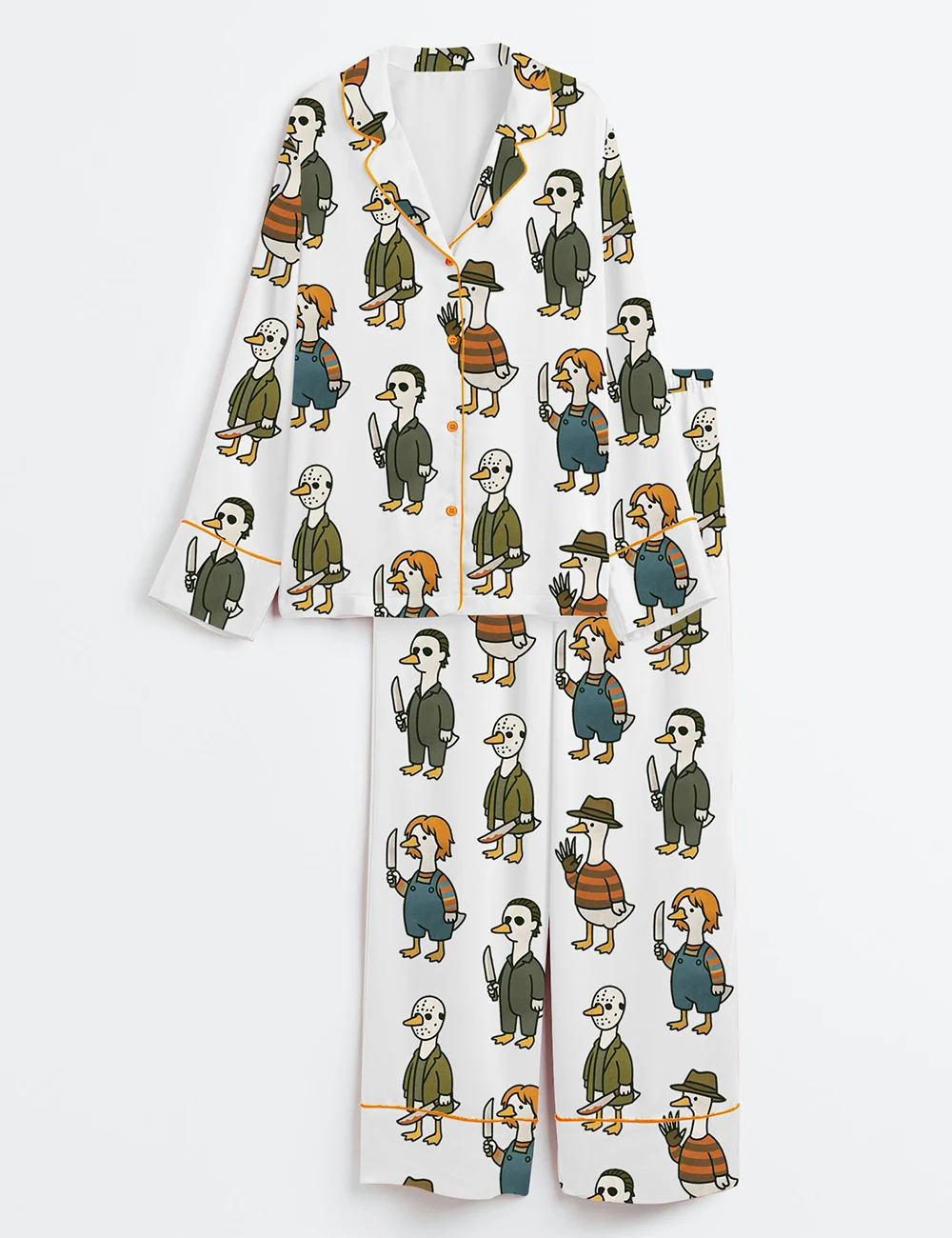 Just A Horror Goose Halloween Silly Goose Satin Pajama Set