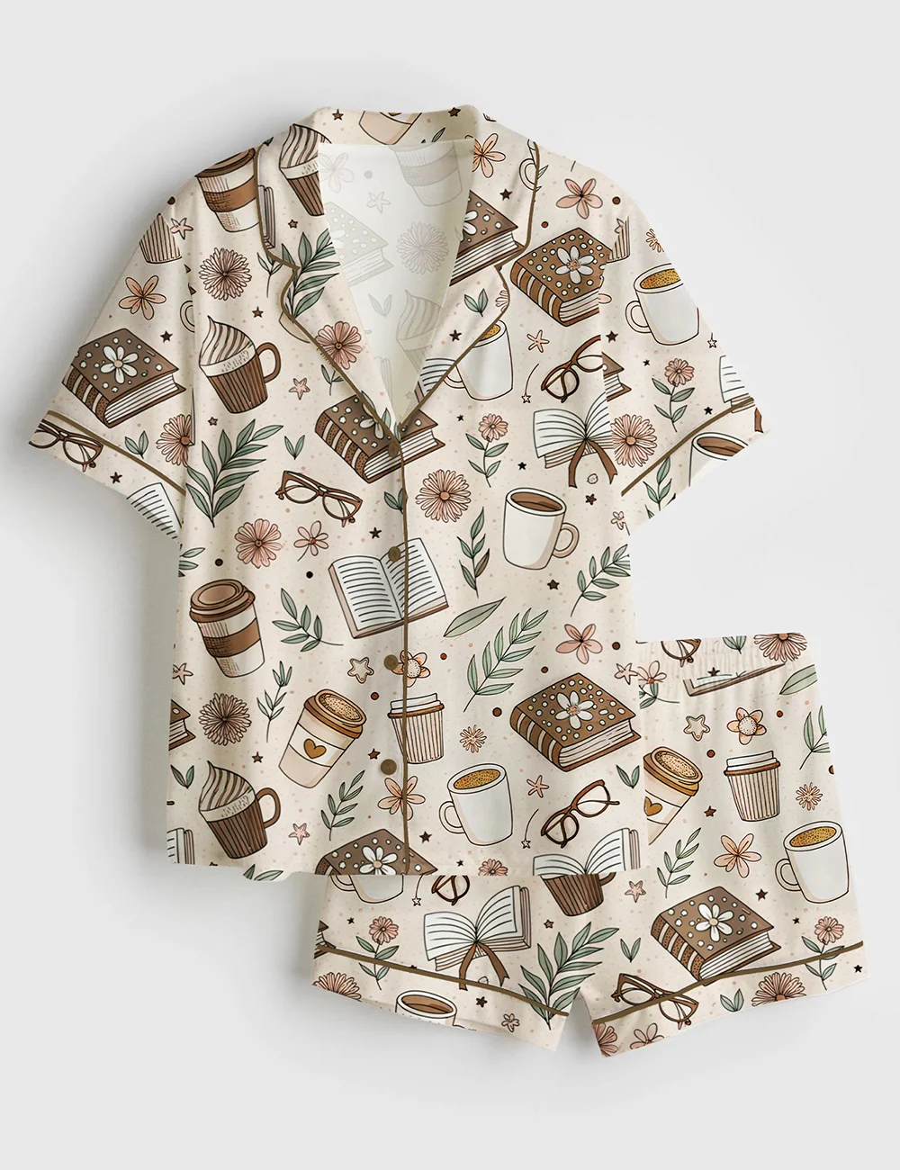 Women’s Bookish Coffee & Books Satin Pajama Set
