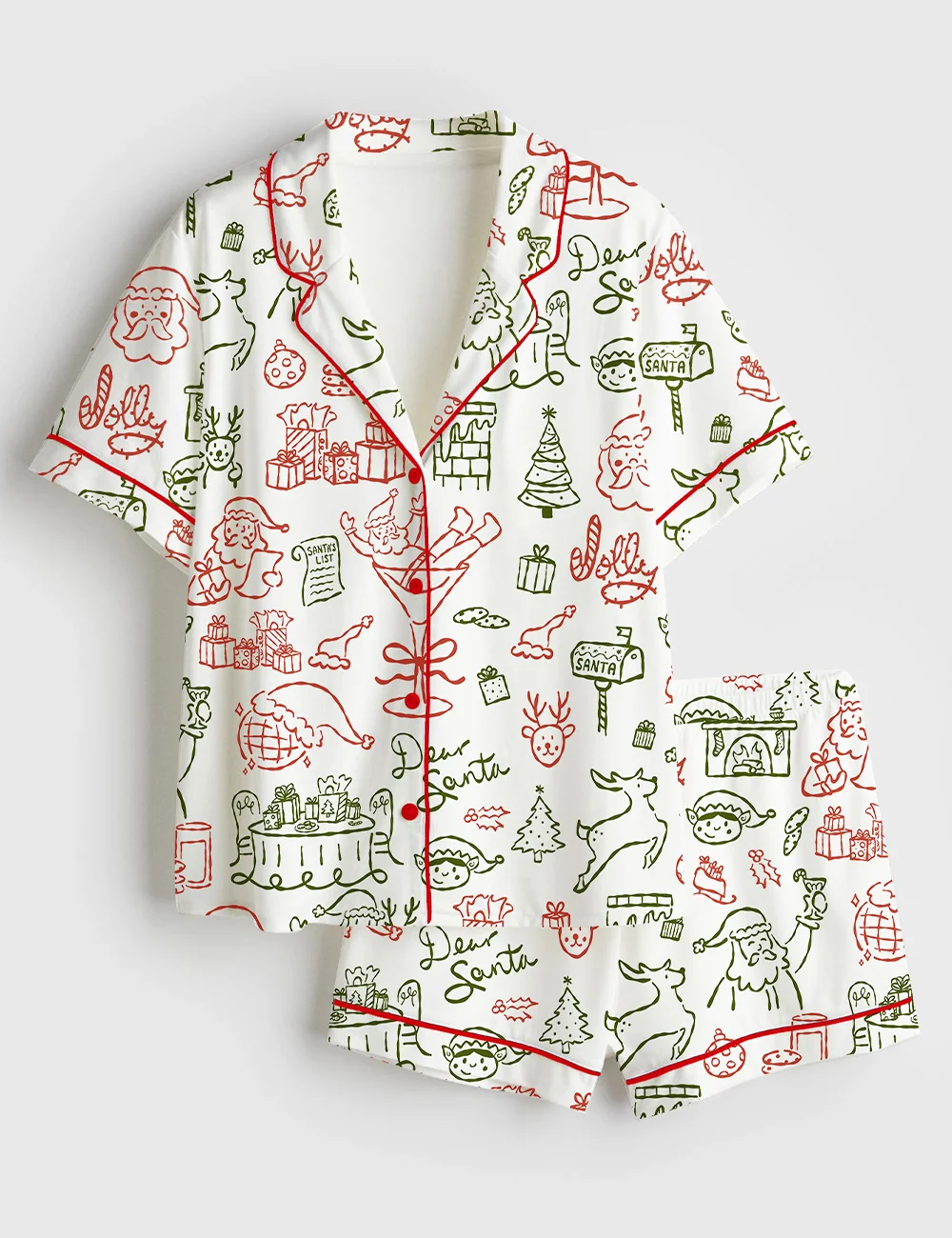 Women’s Santa Claus Christmas Satin Pajama Set – Holiday PJs