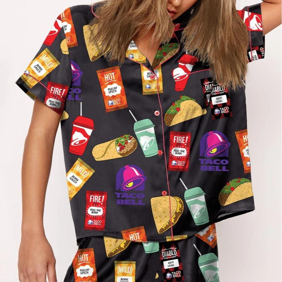 Taco Satin Pajama Set - Holiday PJs