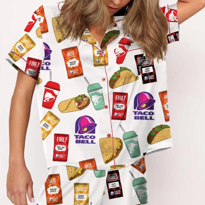 Taco Satin Pajama Set - Holiday PJs