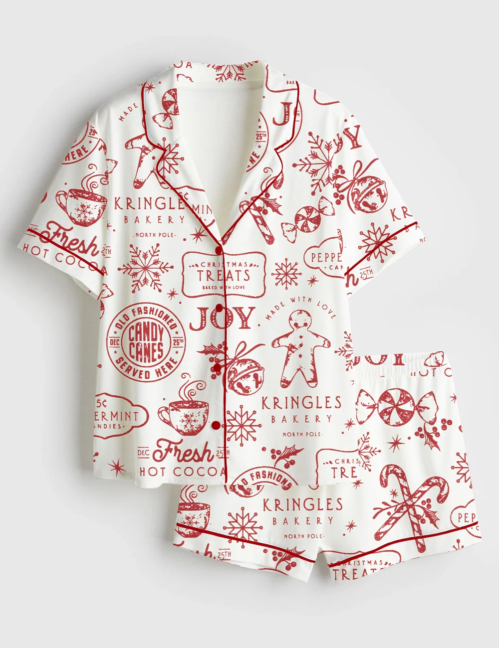 Women’s Merry Christmas Cookies Satin Pajama Set