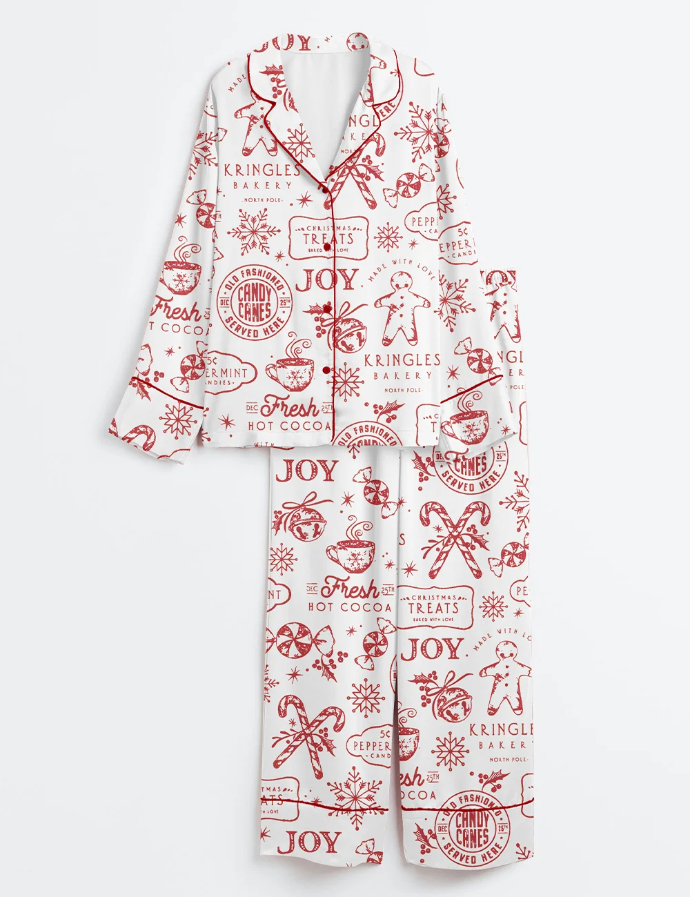 Women’s Merry Christmas Cookies Satin Pajama Set
